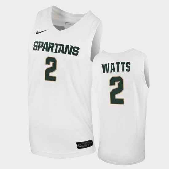 Men Michigan State Spartans Rocket Watts Replica White Basketball 2020 21 Jersey